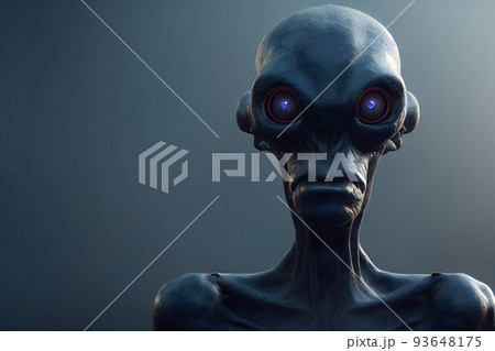 humanoid alien portrait on gray background, neural network generated art 93648175