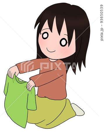 服を持つ女性 93650539