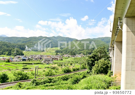 高速道路とJR篠ノ井線の通る里山 高速道路とJR篠ノ井線の通る里山 93650772