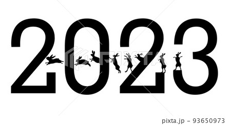 卯 年賀状 シルエット アイコン 卯 年賀状 シルエット アイコン 93650973