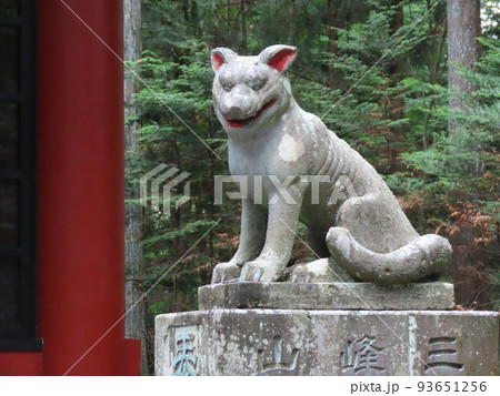 三峰神社・随身門の狼狛犬・向かって右 三峰神社・随身門の狼狛犬・向かって右 93651256