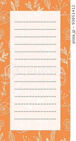 オレンジと白のお花の一筆箋フレーム オレンジと白のお花の一筆箋フレーム 93651412