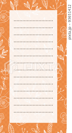 オレンジと白のお花の一筆箋フレーム オレンジと白のお花の一筆箋フレーム 93651412