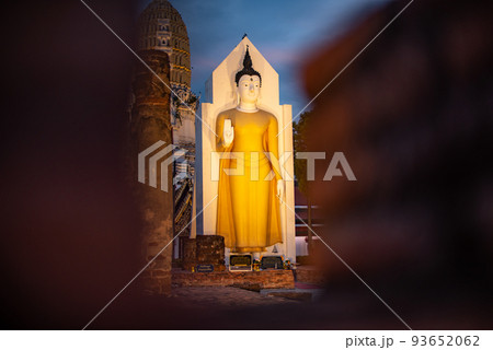 Standing Buddha image  the landmark in Phitsanulok Province, Thailand. 93652062