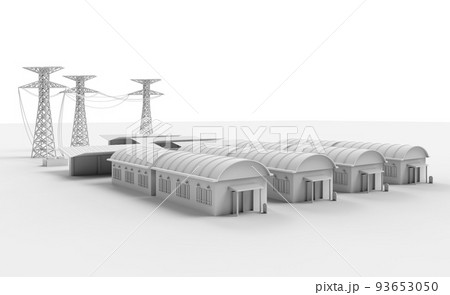 white industry model or smart industrial estate park with infrastructure development 93653050