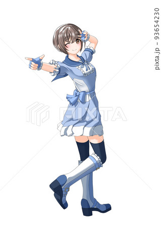 【自然な髪色】学園の夏服(青系制服)っぽい衣装を着た青担当ショートカットの女の子 【自然な髪色】学園の夏服(青系制服)っぽい衣装を着た青担当ショートカットの女の子 93654230