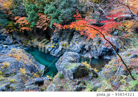東京都奥多摩町 紅葉に染まる鳩ノ巣渓谷 ~鳩ノ巣小橋からの眺め~ 東京都奥多摩町 紅葉に染まる鳩ノ巣渓谷 ~鳩ノ巣小橋からの眺め~ 93654321