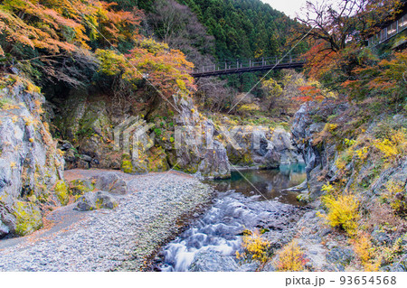 東京都奥多摩町 紅葉に染まる鳩ノ巣渓谷 ~鳩ノ巣小橋~ 東京都奥多摩町 紅葉に染まる鳩ノ巣渓谷 ~鳩ノ巣小橋~ 93654568