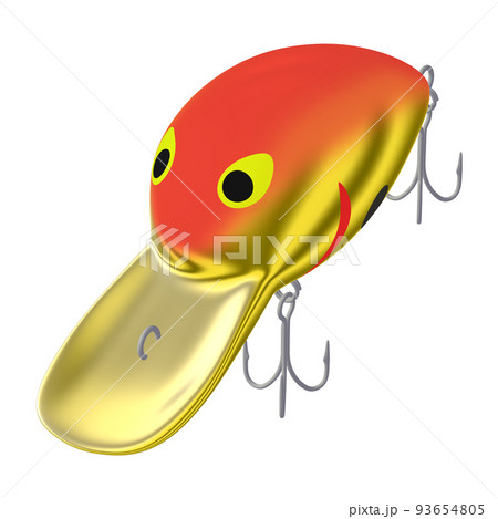 釣具のイラスト素材　ルアー　クランクベイト　ディープダイバー（1_4）　赤と金 93654805