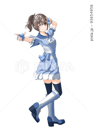 自然な髪色】学園の夏服（青系制服）っぽい衣装を着た青担当