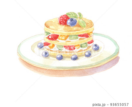 水彩画：ホットケーキのイラスト素材 [93655057] - PIXTA