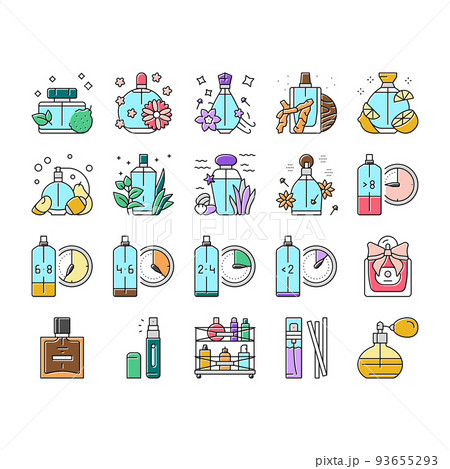perfumery glass luxury cosmetic icons set vector 93655293