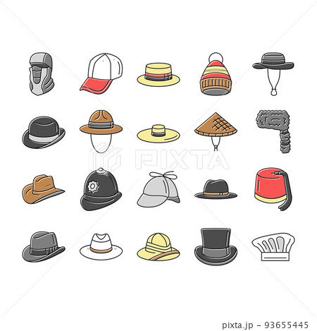 hat cap head man safety fashion icons set vector hat cap head man safety fashion icons set vector 93655445