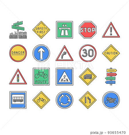 Traffic Sign Road Information Icons Set Vector 93655470
