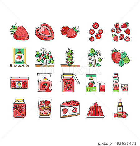 Strawberry Freshness Ripe Berry Icons Set Vector Strawberry Freshness Ripe Berry Icons Set Vector 93655471