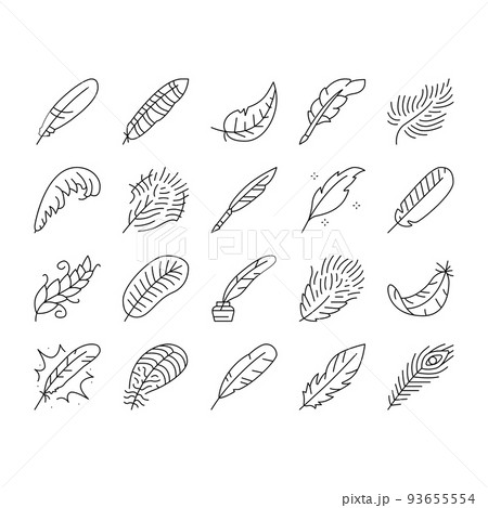 feather bird soft quil fluffy icons set vector feather bird soft quil fluffy icons set vector 93655554