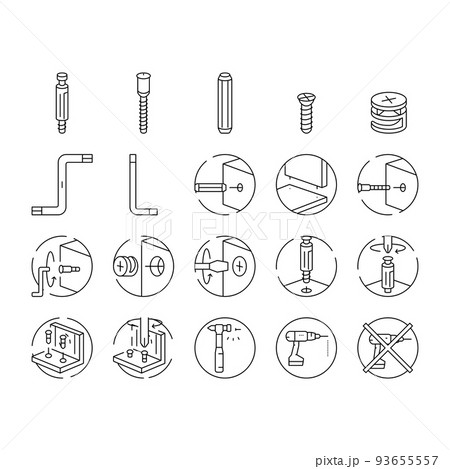 assembly furniture instruction icons set vector 93655557