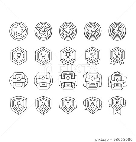 Game Progress Award And Medal Icons Set Vector 93655686