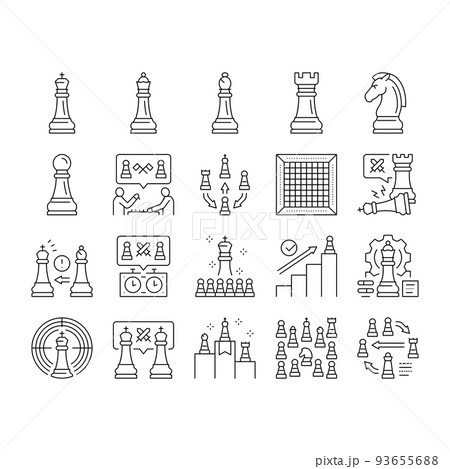 Chess Smart Strategy Game Figure Icons Set Vector 93655688