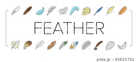 feather bird soft quil fluffy icons set vector feather bird soft quil fluffy icons set vector 93655702