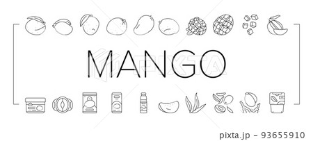 mango fruit fresh leaf yellow icons set vector mango fruit fresh leaf yellow icons set vector 93655910
