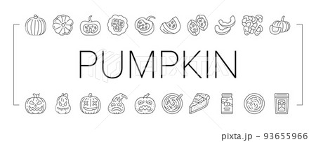 pumpkin halloween autumn orange icons set vector pumpkin halloween autumn orange icons set vector 93655966