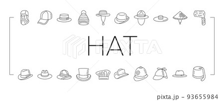 hat cap head man safety fashion icons set vector 93655984