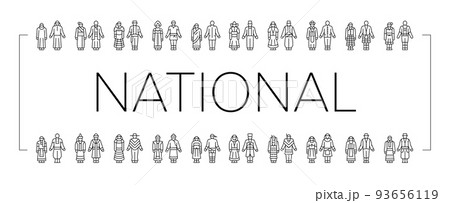 National Clothes Costume Design Icons Set Vector 93656119