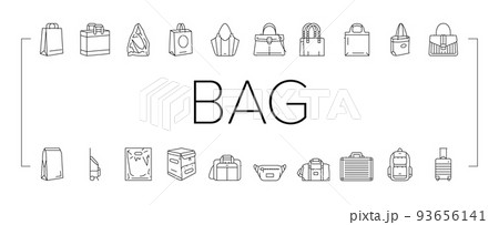 Bag For Carry Products And Goods Icons Set Vector 93656141