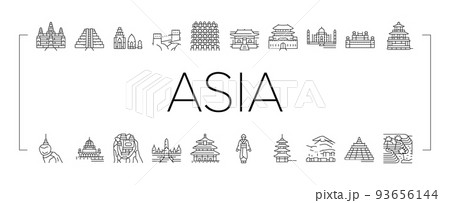 Asia Building And Land Scape Icons Set Vector Asia Building And Land Scape Icons Set Vector 93656144