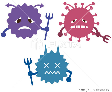 ウイルス　バイ菌のキャラクター　弱った表情 93656815