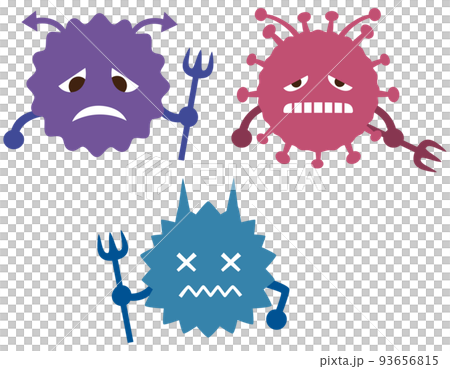 ウイルス　バイ菌のキャラクター　弱った表情 93656815