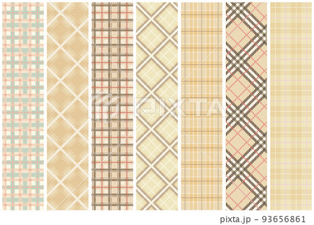 チェック柄のうすだいだい 肌色 ベージュ系バリエーションイラストのイラスト素材