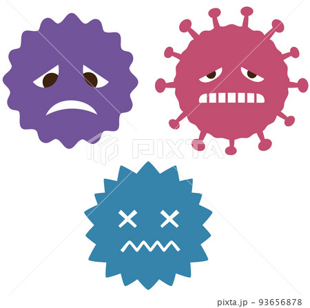 ウイルス バイ菌のキャラクター 弱った表情 ウイルス バイ菌のキャラクター 弱った表情 93656878