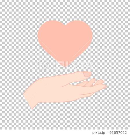 A line drawing illustration of a person who attaches one hand to the heart - Image material for love, compassion, and healthcare A line drawing illustration of a person who attaches one hand to the heart - Image material for love, compassion, and healthcare 93657022