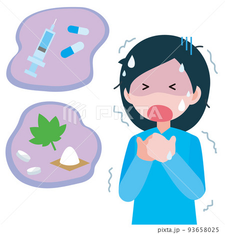 麻薬・薬物の乱用で苦しむ女性 のイラスト 麻薬・薬物の乱用で苦しむ女性 のイラスト 93658025
