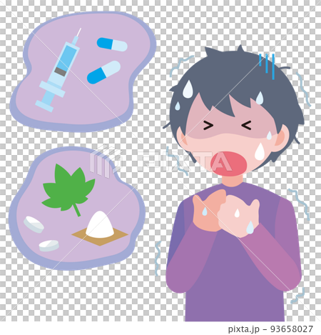 Illustration of a man suffering from drug abuse Illustration of a man suffering from drug abuse 93658027