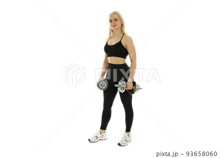 Attractive sporty woman isolated on white background Attractive sporty woman isolated on white background 93658060