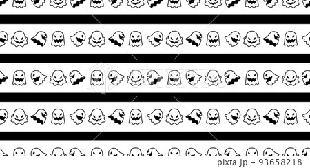 Ghost seamless pattern spooky Halloween vector striped scarf isolated tile background repeat wallpaper devil evil cartoon gift wrapping paper illustration doodle design 93658218