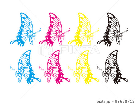 アゲハ蝶 ハート模様でカラフルな4種類のイラスト素材