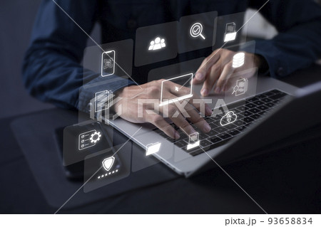 Document Management System (DMS) Online Document Database and automated processes to manage files, knowledge, and documents in an organization effectively with ERP, enterprise business technology. 93658834