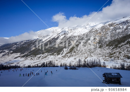Ski slopes of Val cenis in the french alps Ski slopes of Val cenis in the french alps 93658984