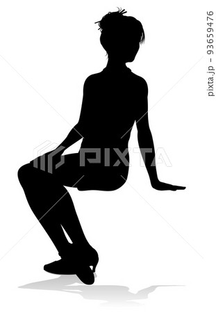 Woman Sitting Seated Silhouette 93659476