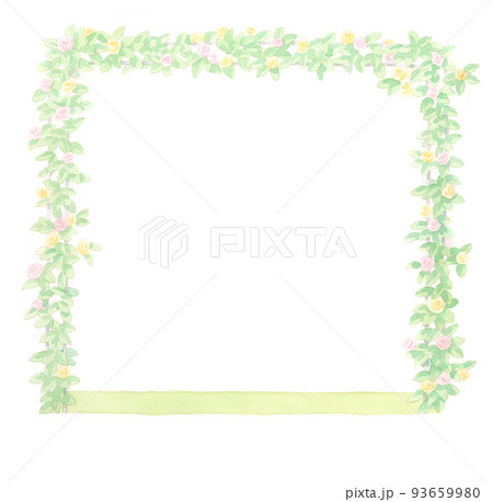 水彩画：花フレーム 93659980