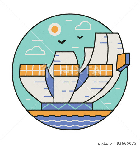 Singapore Art Science Museum Circle Icon in Line Art Singapore Art Science Museum Circle Icon in Line Art 93660075