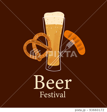 Stylized illustration mug of beer with traditional Stylized illustration mug of beer with traditional 93660172