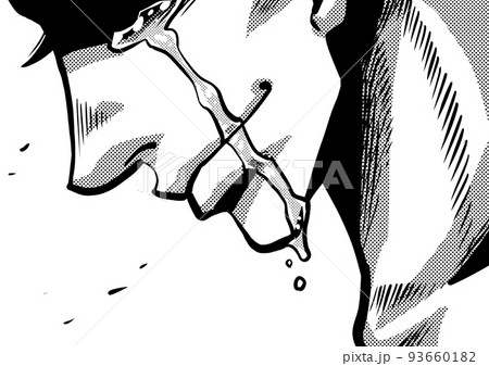 うつむく横顔のマンガ風男性のイラスト うつむく横顔のマンガ風男性のイラスト 93660182