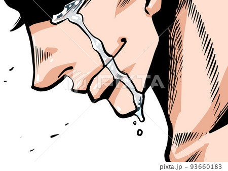 うつむく横顔のマンガ風男性のイラスト うつむく横顔のマンガ風男性のイラスト 93660183