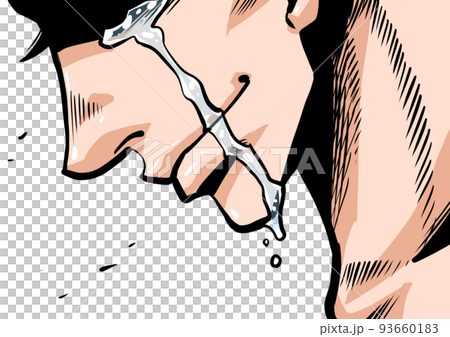 うつむく横顔のマンガ風男性のイラスト うつむく横顔のマンガ風男性のイラスト 93660183