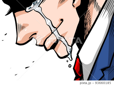 うつむく横顔のマンガ風男性のイラスト 93660185